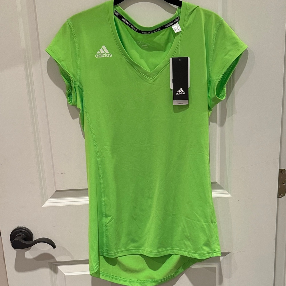 Adidas Lime Green V-Neck Tee